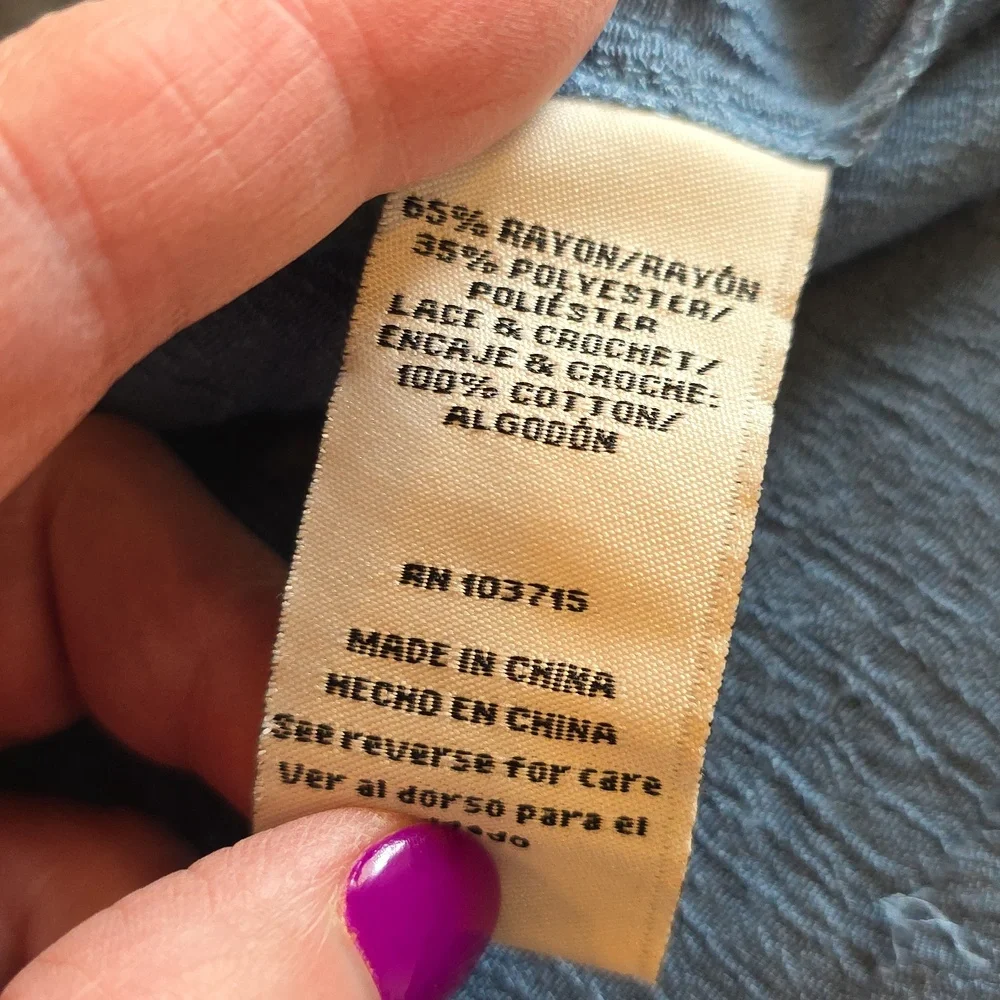 GUC 1X Zac & Rachel Blue Applique And Lace Accent Top - Picture 7 of 8